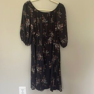Loft • Blue Floral Print Dress • Size Small
